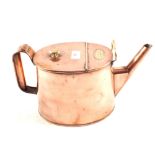 A Victorian copper water can with lid and brass handles by G.F.E.