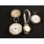 A collection of two silver fob watches,