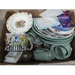 A Bunnykins hot plate plus china and sundries including wood chisels (two boxes)