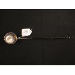 A white metal toddy ladle with 1774 five reales coin inset (as found)