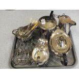 Items of silver plate including teapots,