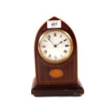 An Edwardian inlaid mahogany mantel clock