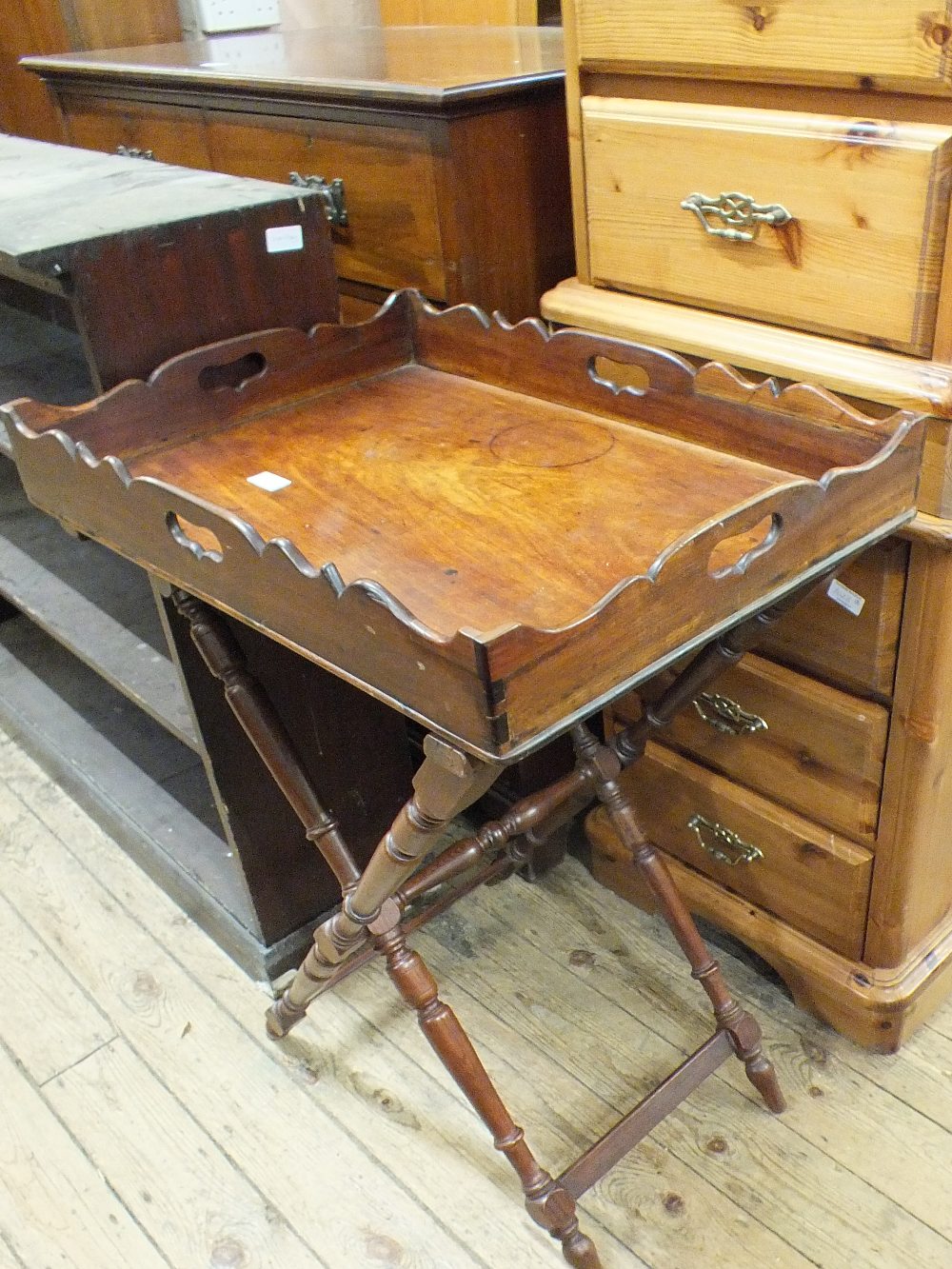 A Victorian mahogany butler's tray on stand