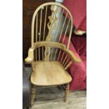 A modern beech Windsor armchair