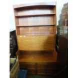 A 1970's Danish style two door secretaire bookcase