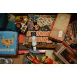 Box of Vintage Board Games, Diecast Vehicles