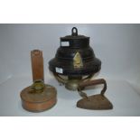 Ship's Oil Lamp Shade and an Iron