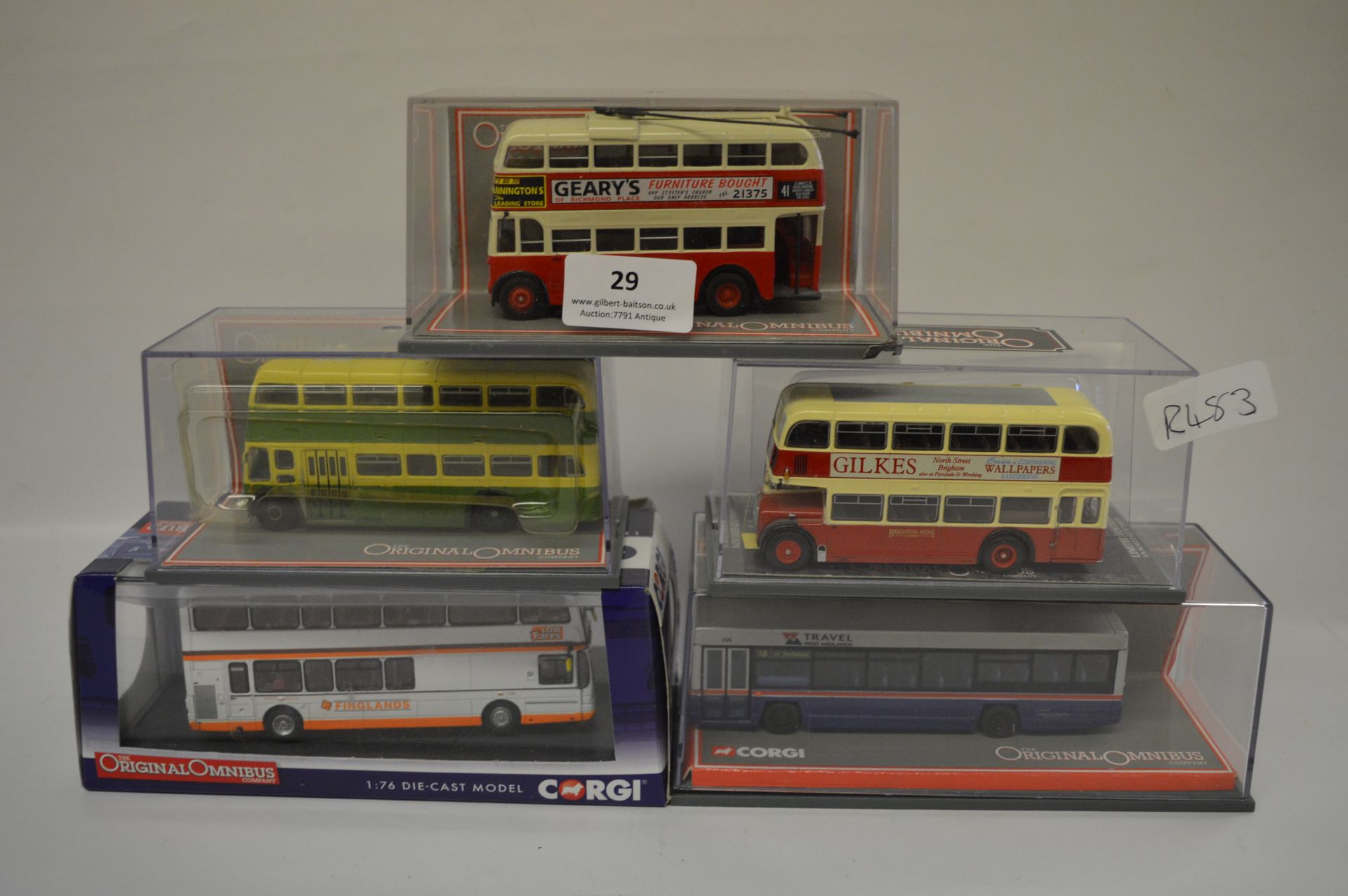 Five Diecast Vehicles Double Decker Buses and One Coach