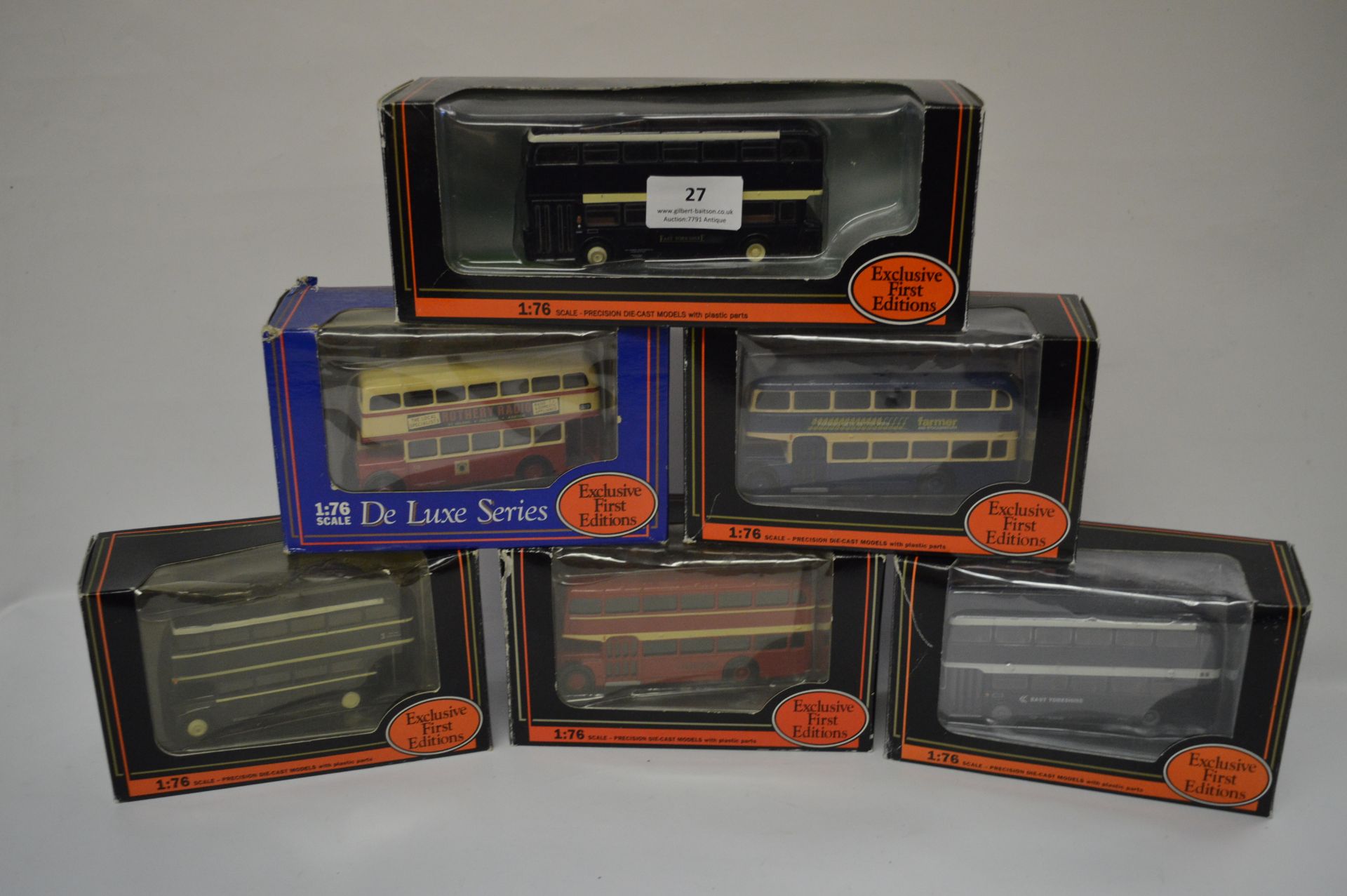 Six Diecast Double Decker Buses