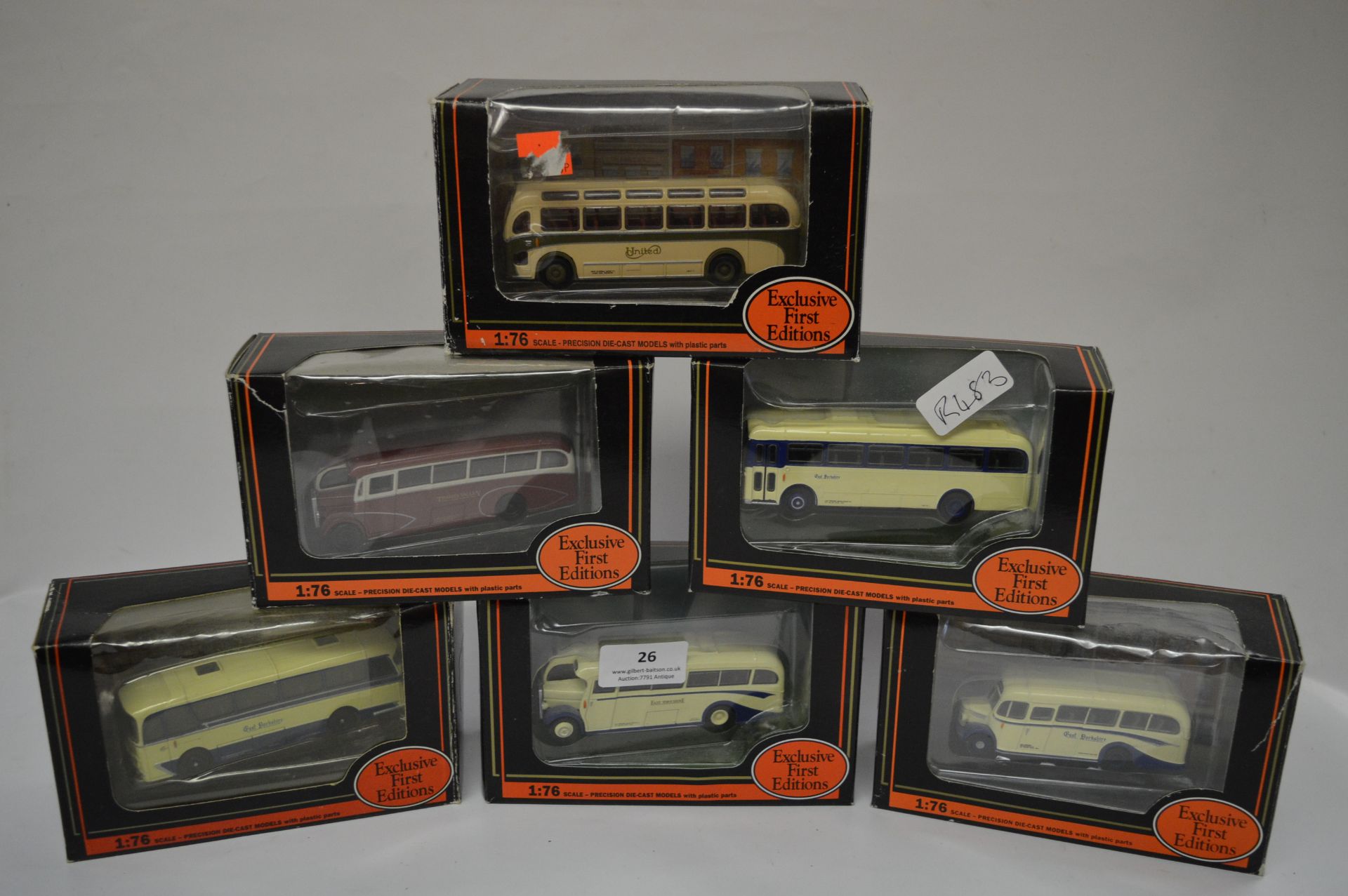 Six Diecast Models of Buses