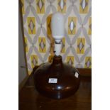 1970's Pottery Brown Glazed Table Lamp
