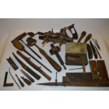 Tray of Tools Including Stanley Plane, T-Squares, etc.