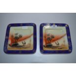 Two Decorative Side Plates "Arabian Desert Scene"