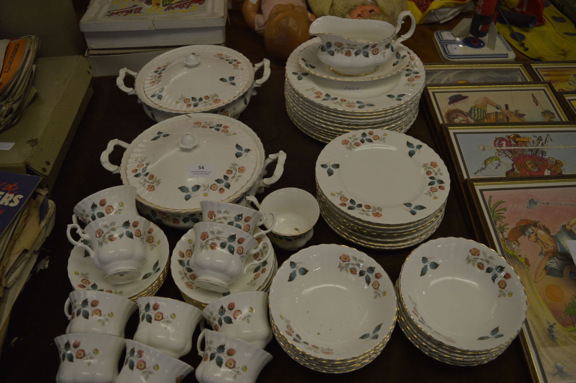 Large Decorative Tea and Dinner Service, Plates, Tureens, etc.