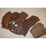 Leather Gauntlets and Three Pairs of Driving Gloves