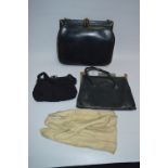 Two Art Deco Handbags, A Purse and a Pair of Gloves