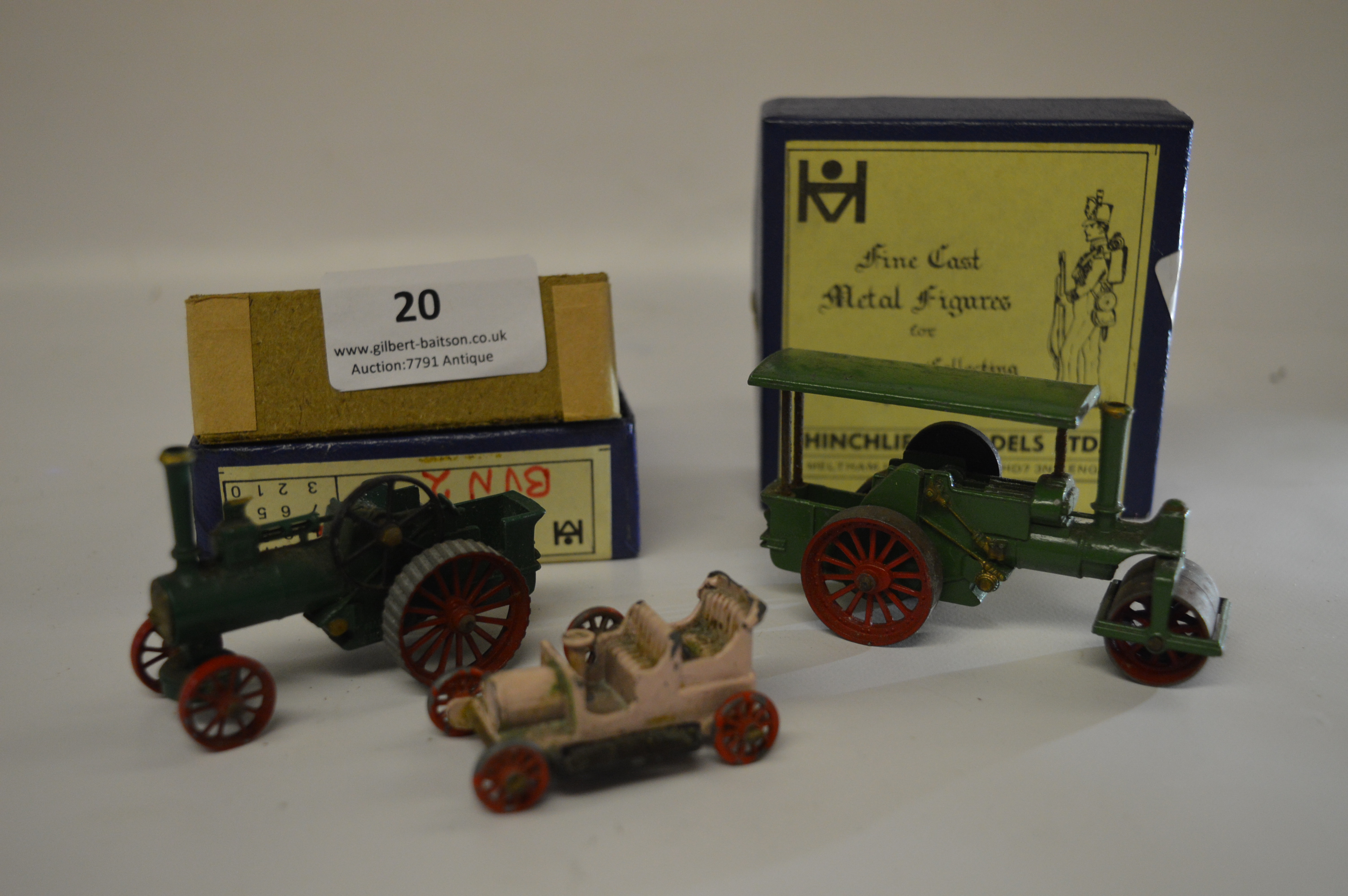 Two Lesney Diecast Steamrollers and a Car
