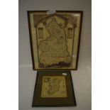 Two Engraved Coloured Maps Ireland and Northumberland