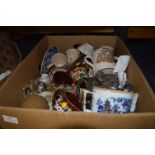 Box Containing Mugs, Teaware, Vases, etc.