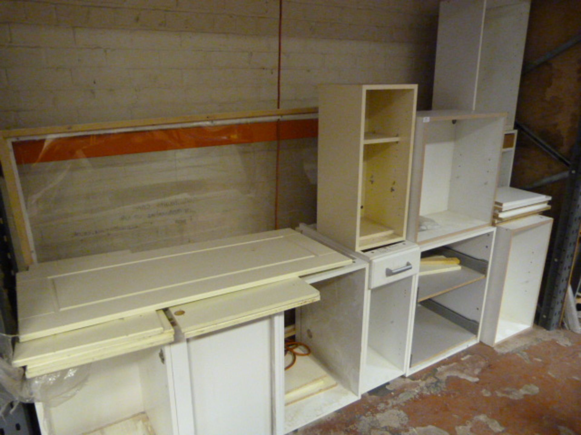 Range of White and Light Oak Kitchen Carcasses Including Larder Unit, Base Unit, Wall Units,