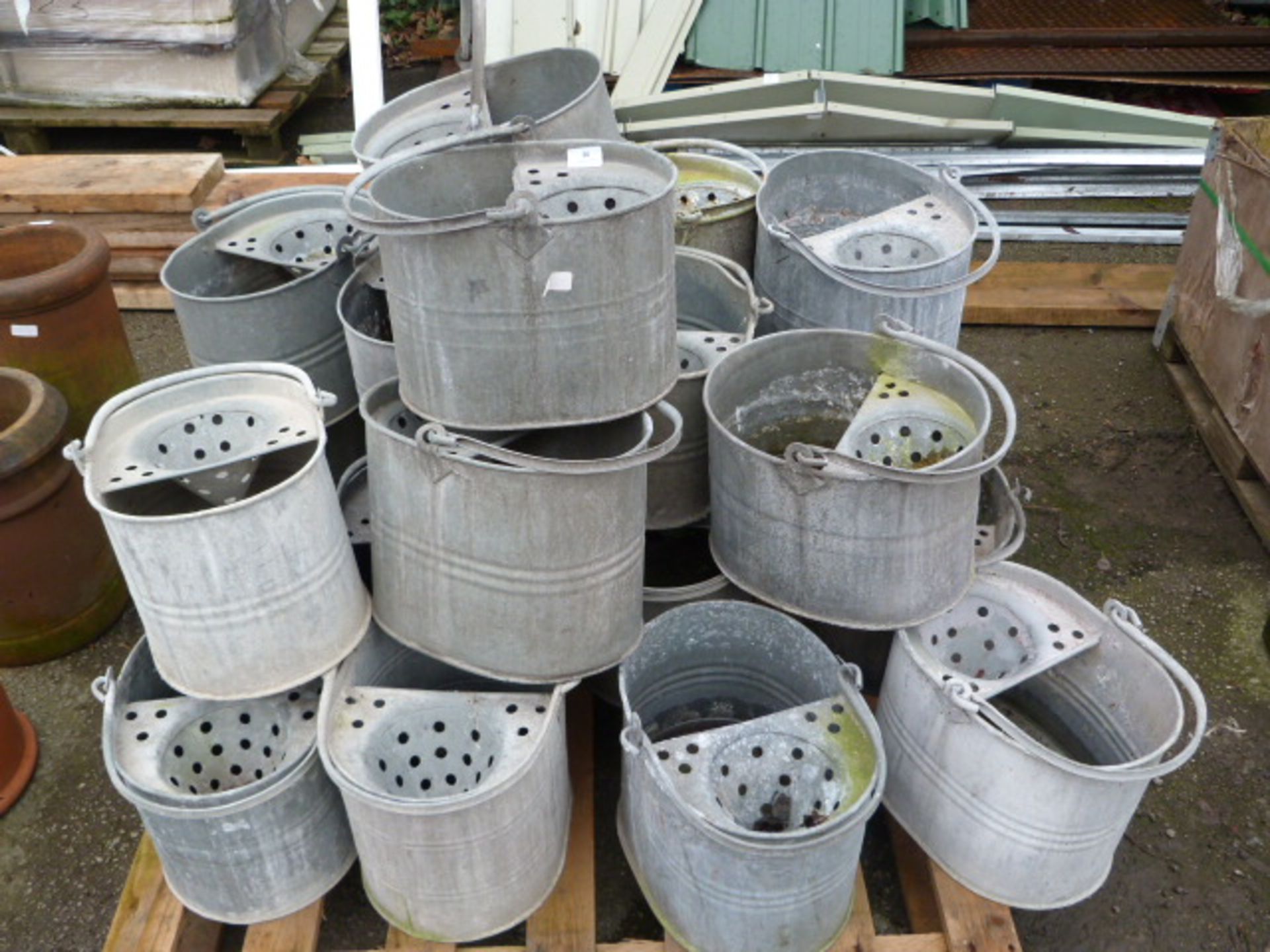 *Pallet Containing Galvanized Mop Buckets