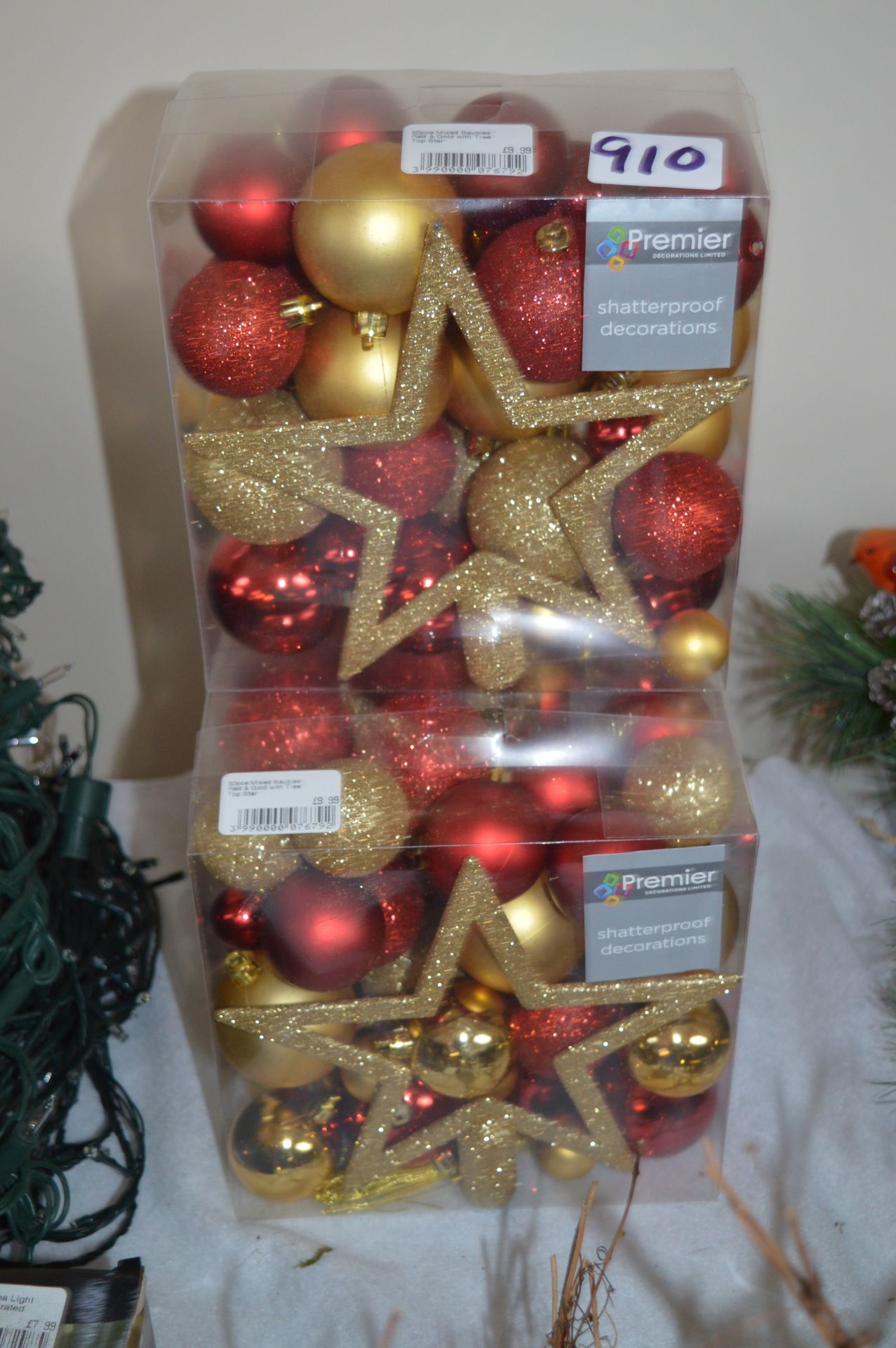 *Three Packs Containing Assorted Shatterproof Christmas Decorations