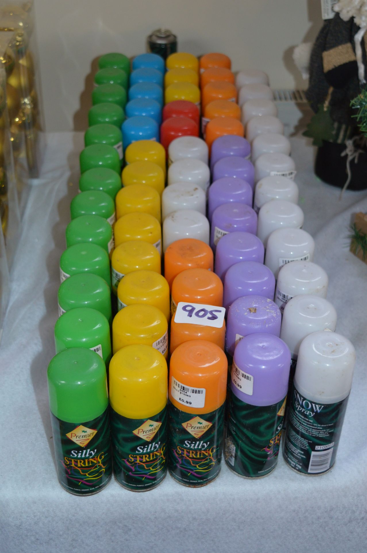 *Large Quantity of Assorted Premier Silky String Spray Cans and Premier Snow Spray