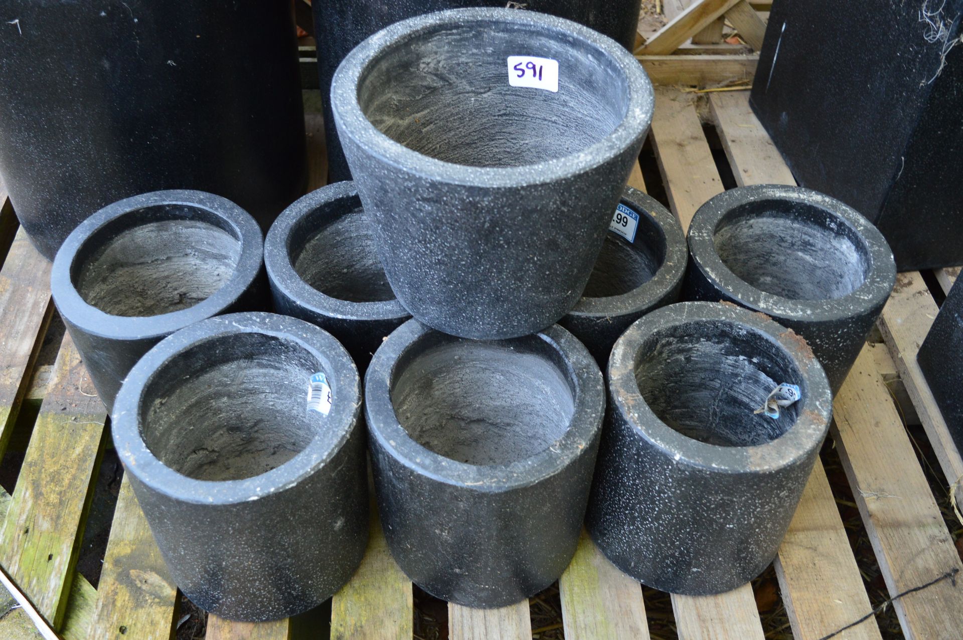 *Eight Grey Plant Pots