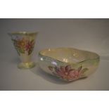 Maling Pottery Dahlia Vase and Fruit Bowl