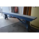 Blue Painted Pine Bench