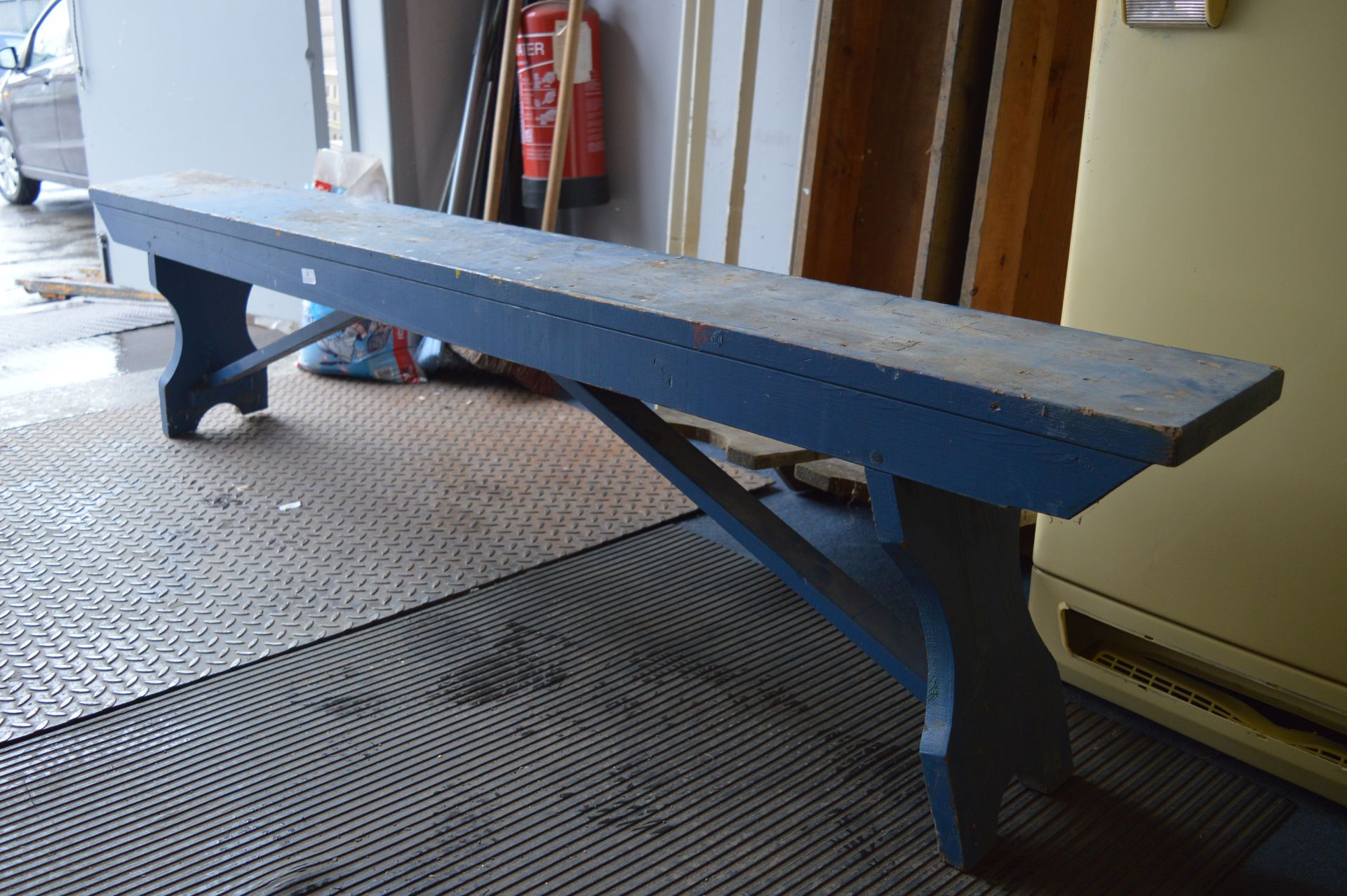 Blue Painted Pine Bench