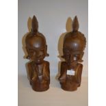 Pair of Carved African Wood Figures