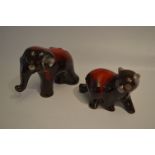 Red and Brown Glazed Pottery Elephant and Bear