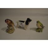 Two Beswick Birds "Goldcrest" and "Goldfinch" and a Beswick Dog