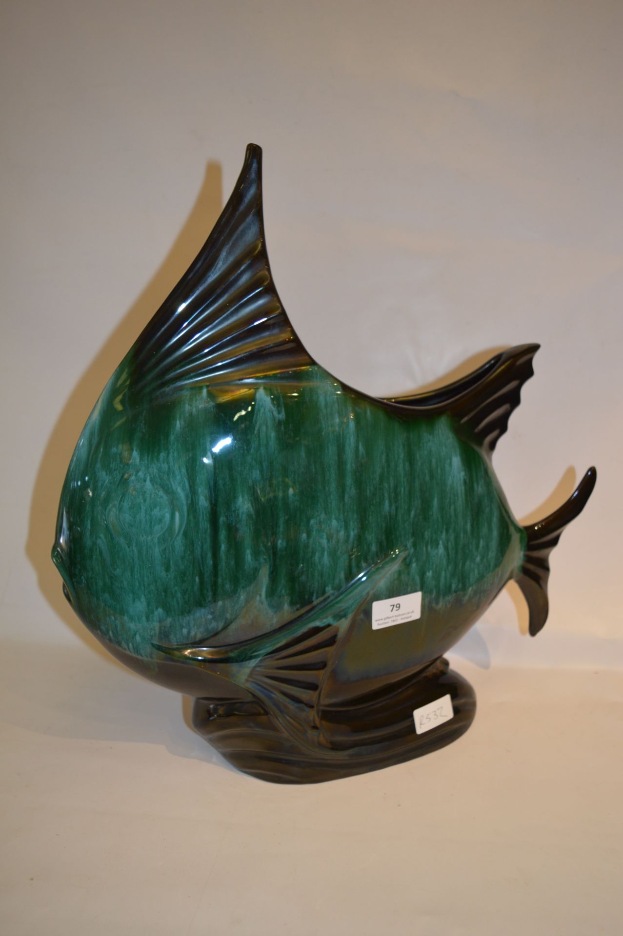 Large Green Glazed Pottery Fish