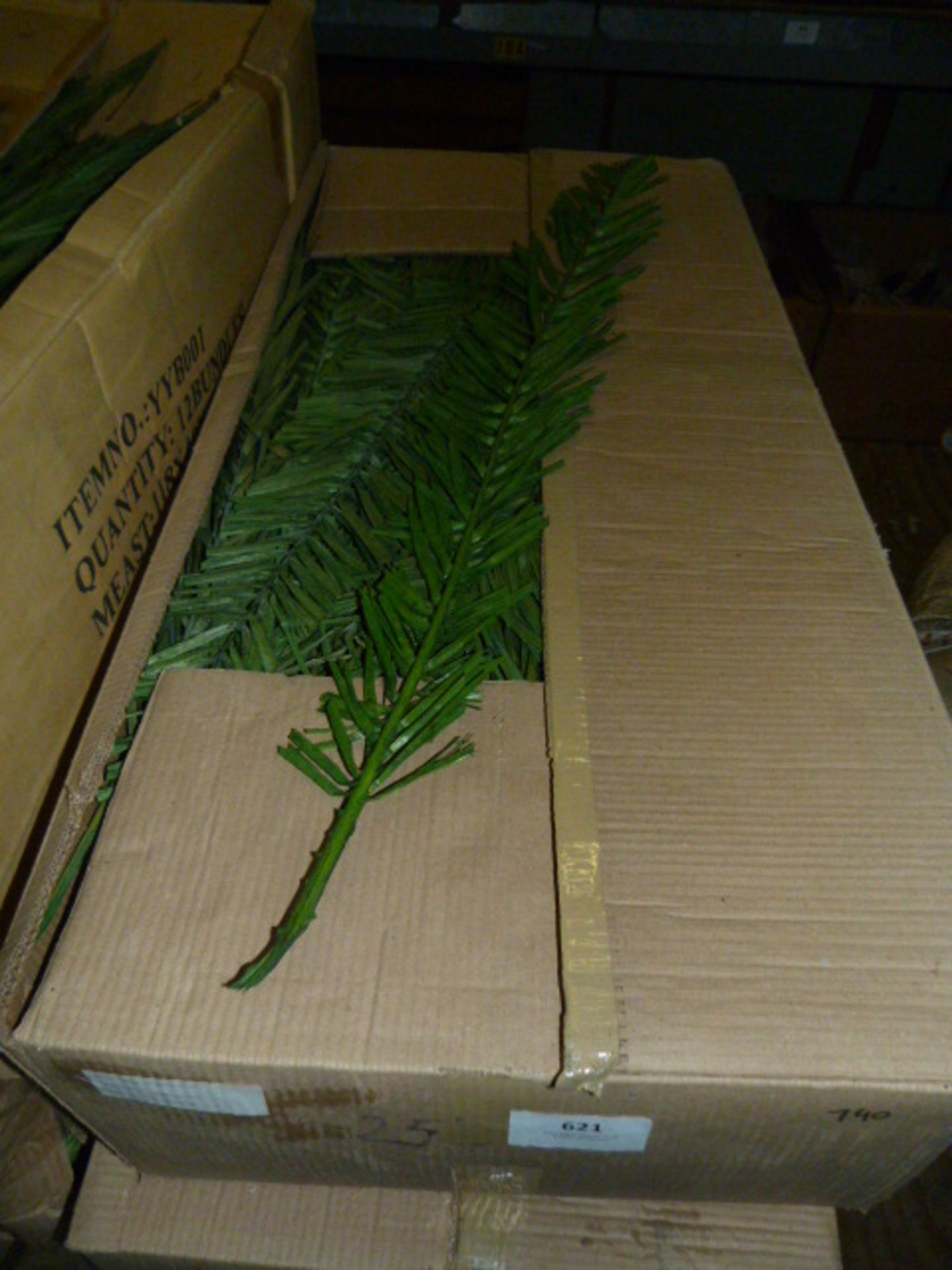 *Box Containing Approximately 250 Cannas Pale Green Artificial Foliage Stems