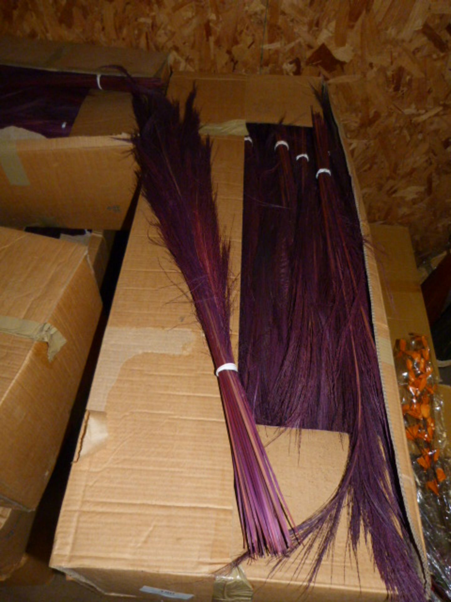 *Box Containing Approximately Thirty Bunches of Purple Broom Grass