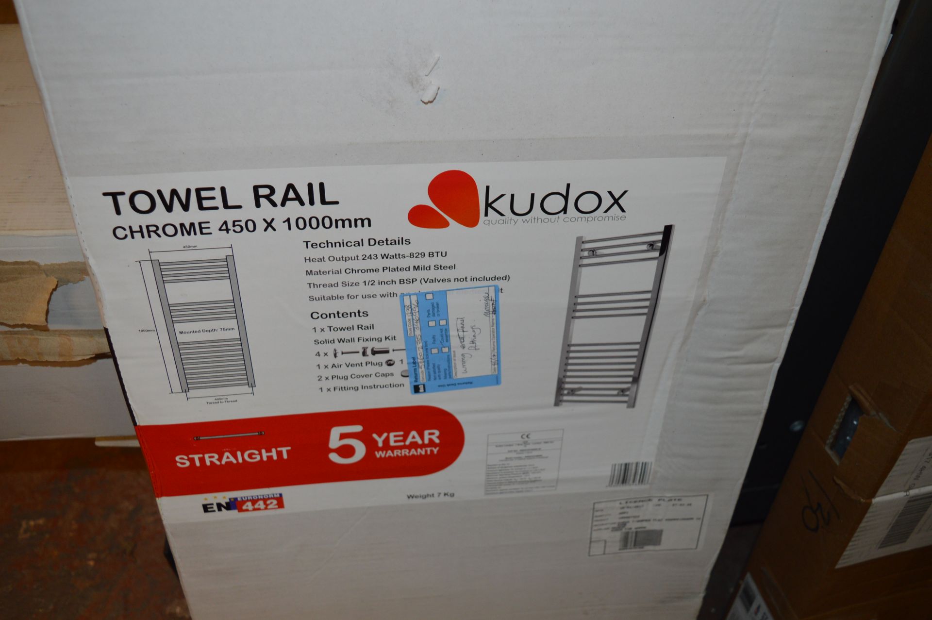 *Kudox 450x1000mm Chrome Towel Rail