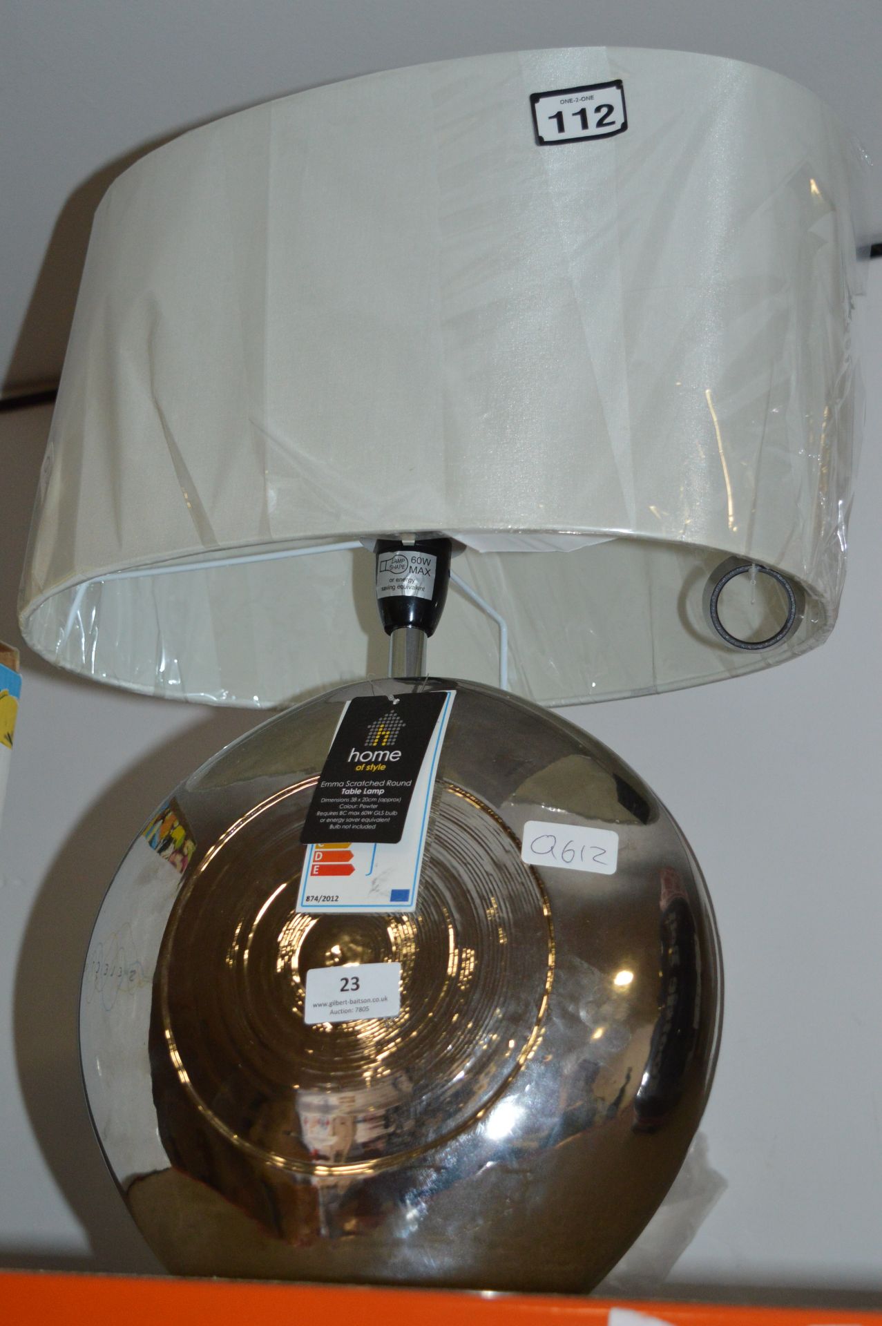 Chrome Effect Pottery Table Lamp and Shade