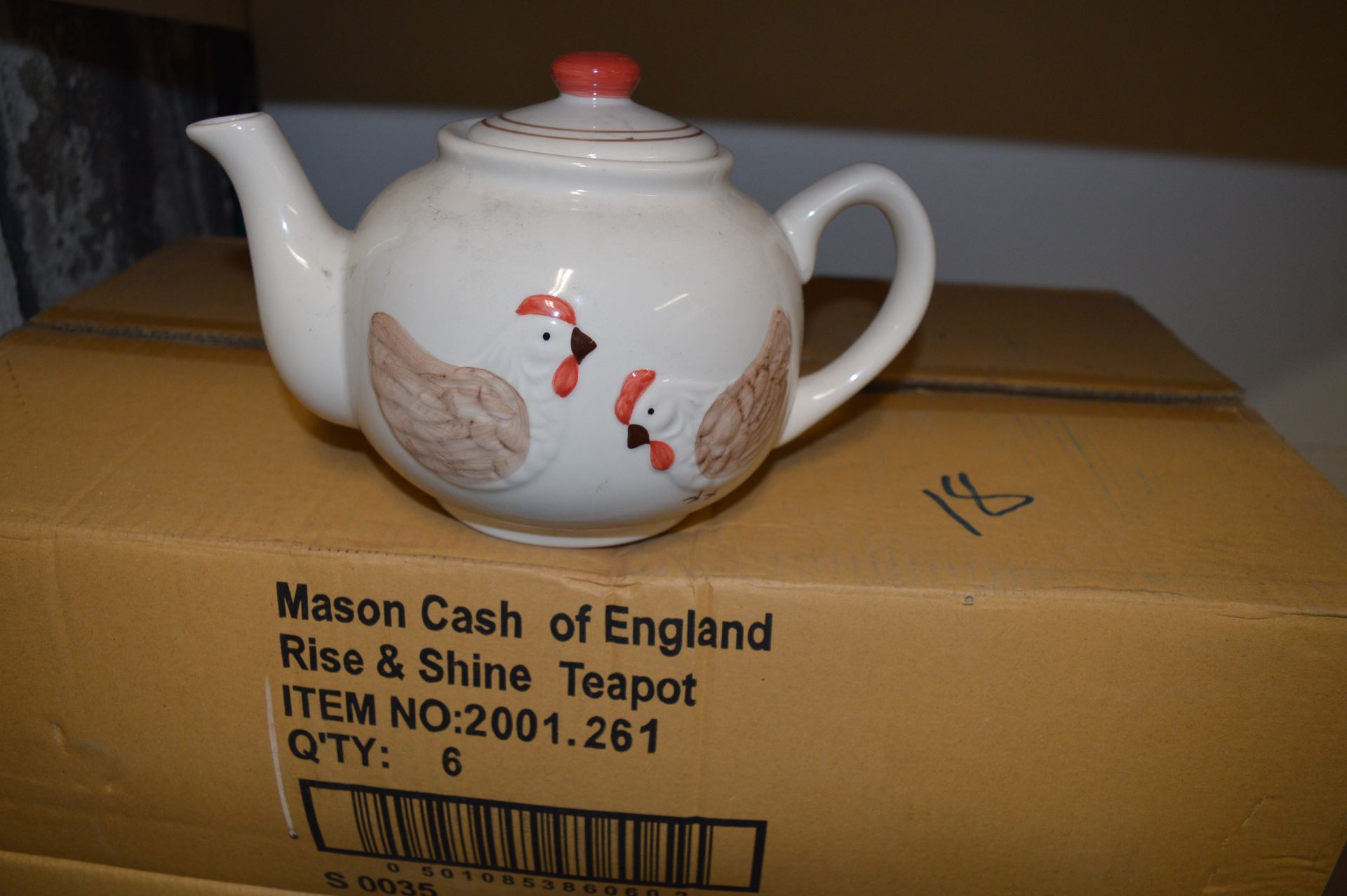 *Box Containing Six Mason Cash of England Rise and Shine Teapots