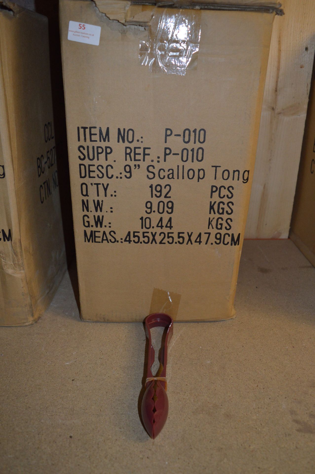 *Box Containing Approximately 195 Burgundy 9" Scallop Tongs