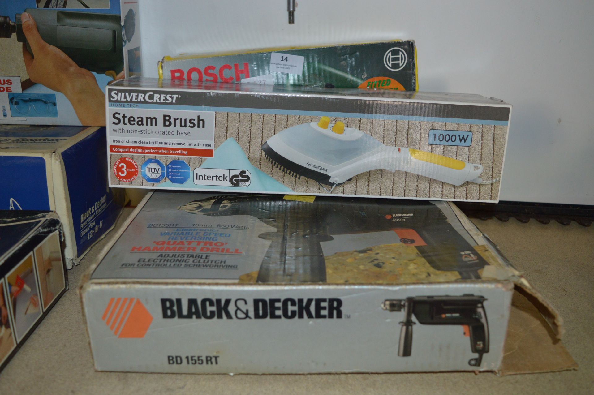 Steam Brush, Bosch Jigsaw and a Black & Decker Drill