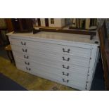 Large Painted Pine Five Drawer Vestry Chest with Gothic Brass Handles