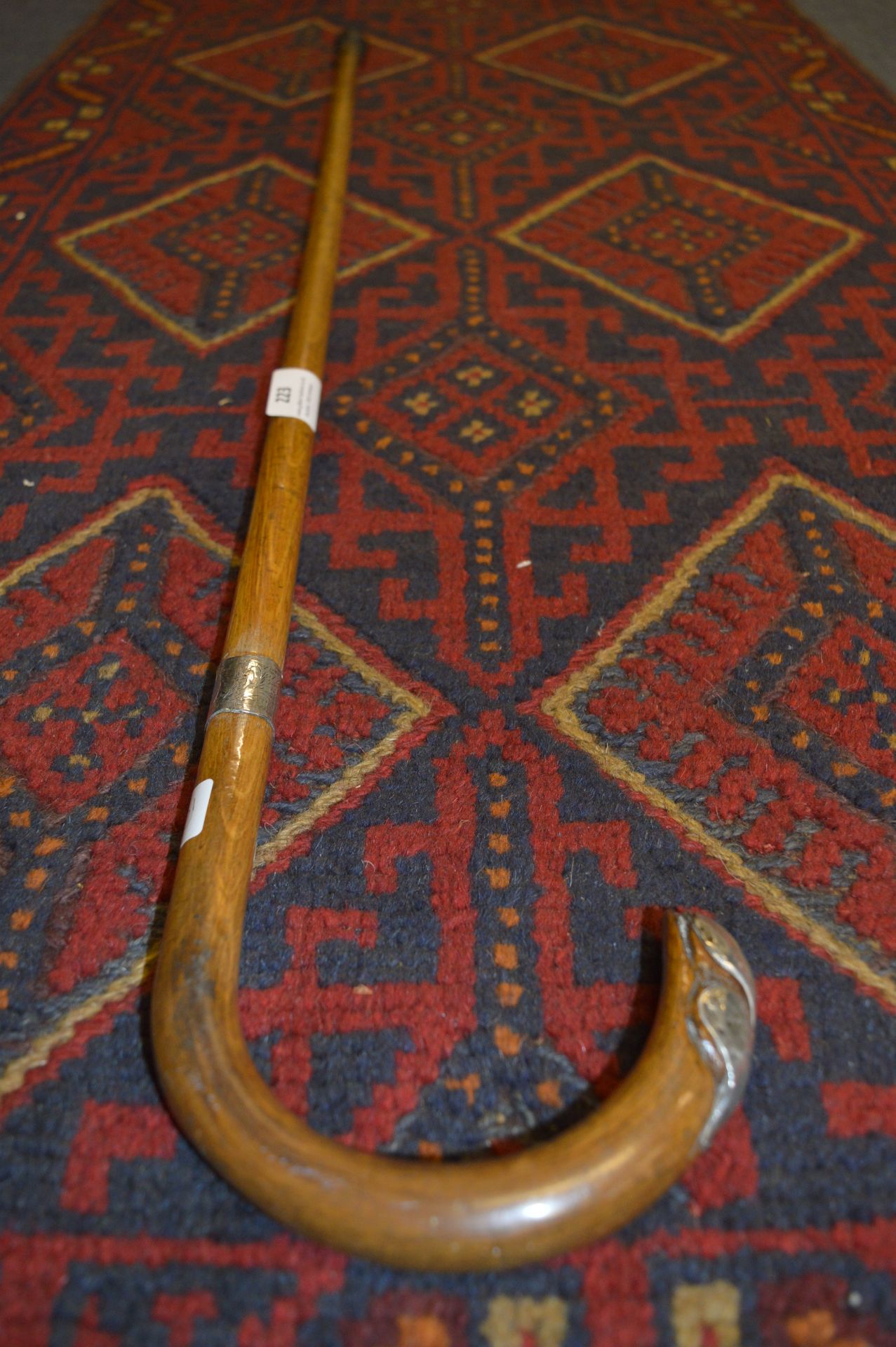 Silver Tipped and Banded Walking Cane