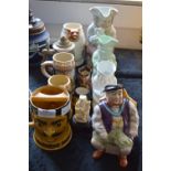 Collection of Toby Jugs, Shaving Mug and Steins