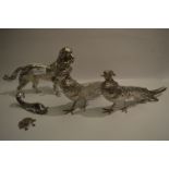 Silver Plated Figurines Pheasants, Hunting Dog, etc.