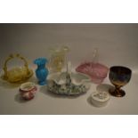 Collection of Glass and Pottery Baskets, Glass Vase, etc.