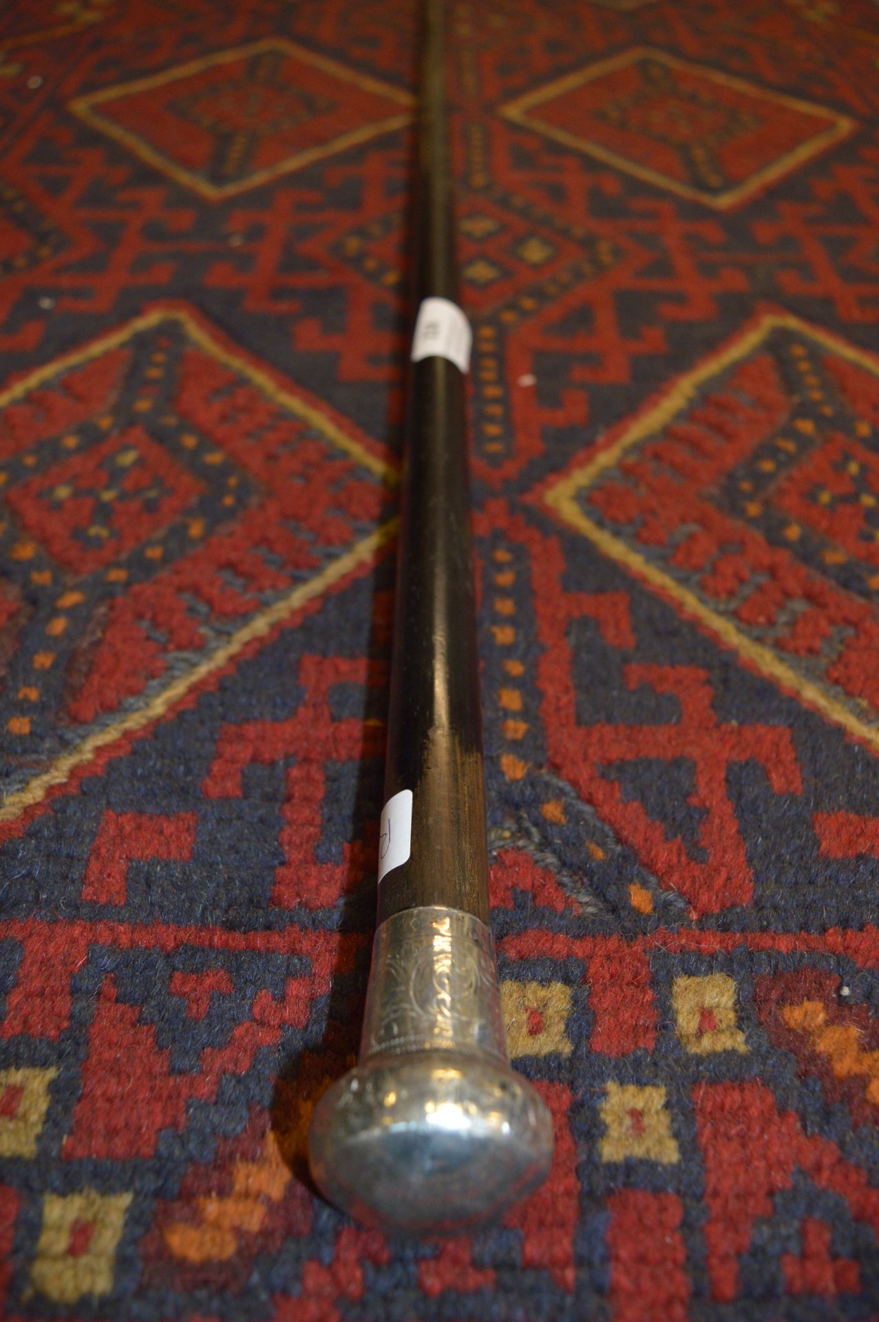 Engraved Silver Topped Walking Cane