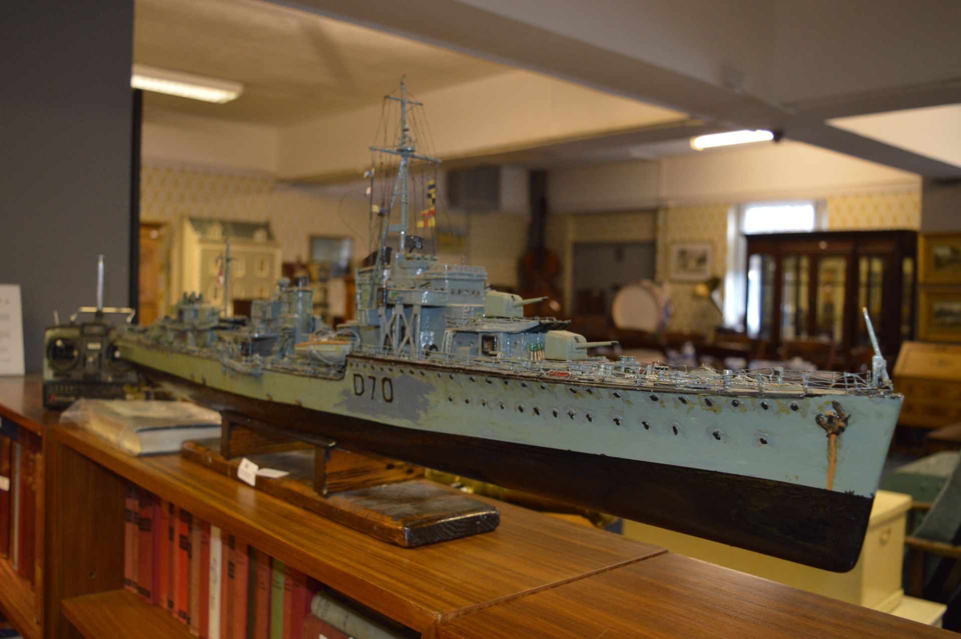 WWII Model German Destroyer with a Book of WWII Destroyers