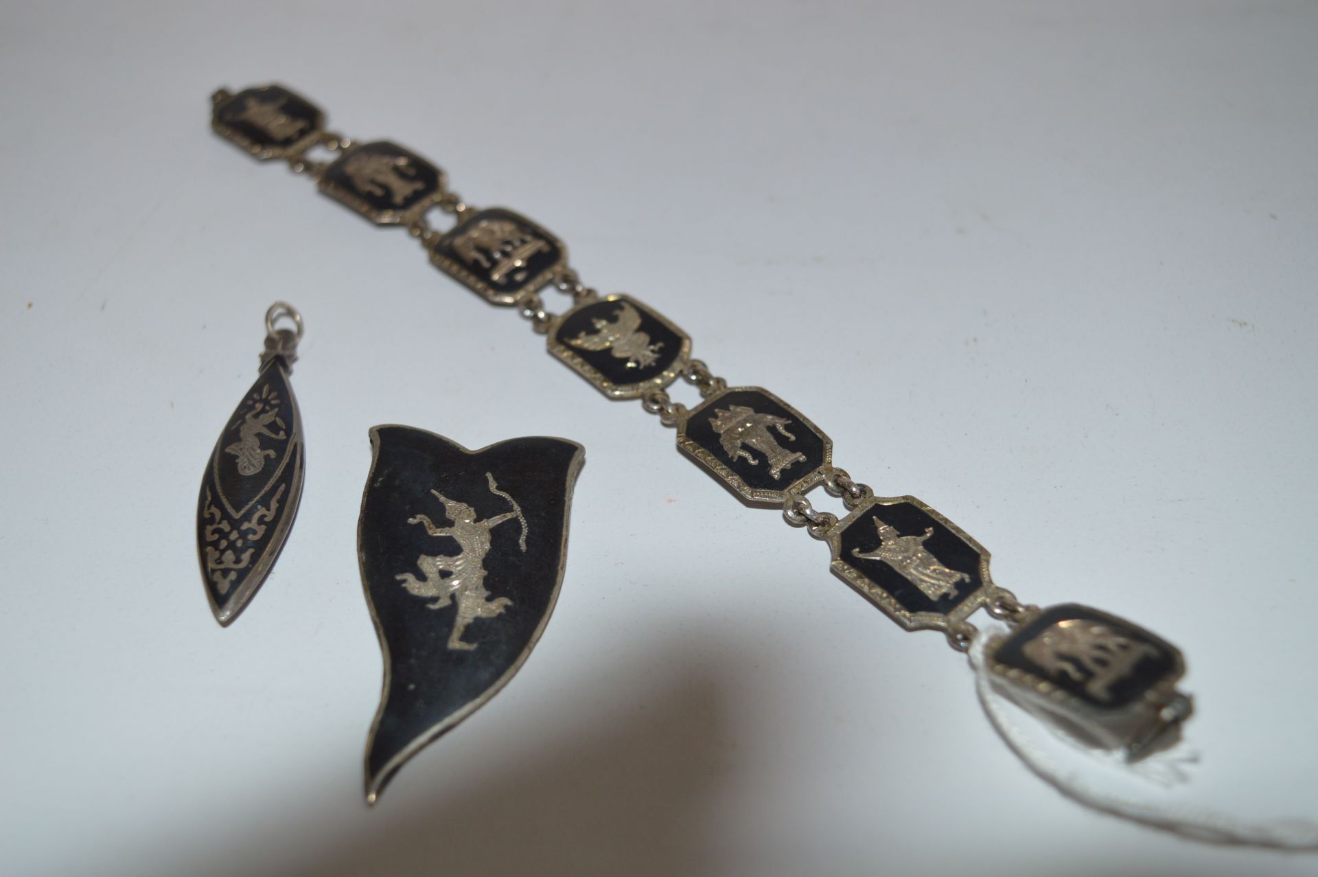 Indian Silver Bracelet and Pendant and Brooch